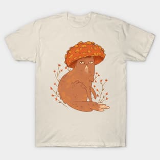 Cat Wondering In Mushroom Land T-Shirt